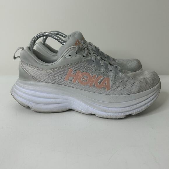 Hoka One One Bondi 8 Women's 10B Harbor Mist Lunar Rock Running Athletic Shoes - Picture 5 of 9